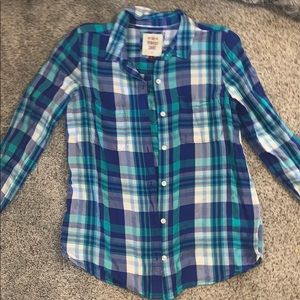 Blue plaid button up